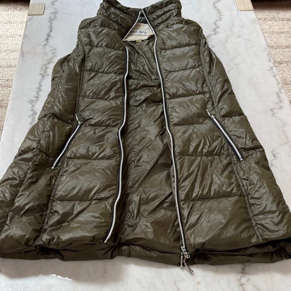 Puffer Long Vest- army green - Picture 3 of 7